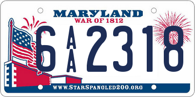 MD license plate 6AA2318