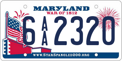 MD license plate 6AA2320