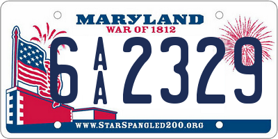 MD license plate 6AA2329