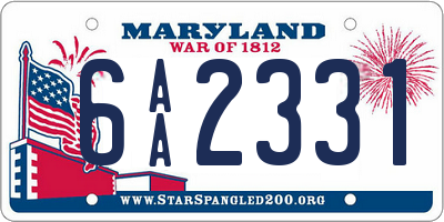 MD license plate 6AA2331