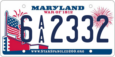 MD license plate 6AA2332