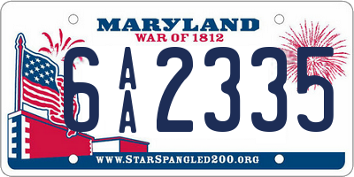 MD license plate 6AA2335