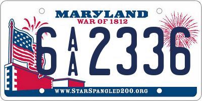 MD license plate 6AA2336