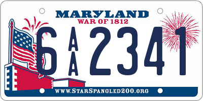 MD license plate 6AA2341