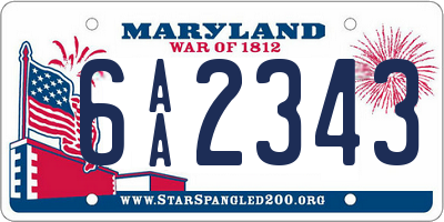 MD license plate 6AA2343