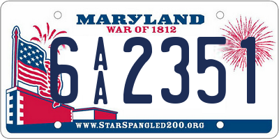 MD license plate 6AA2351