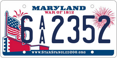 MD license plate 6AA2352