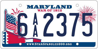 MD license plate 6AA2375