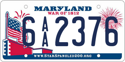 MD license plate 6AA2376