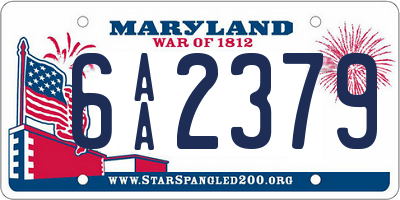 MD license plate 6AA2379
