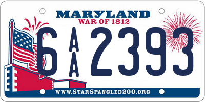 MD license plate 6AA2393