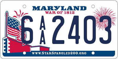 MD license plate 6AA2403