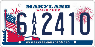 MD license plate 6AA2410