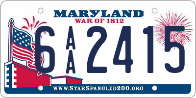 MD license plate 6AA2415