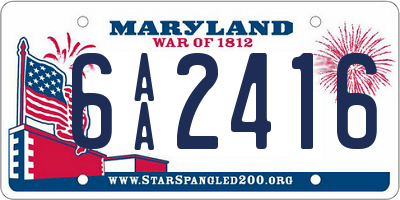 MD license plate 6AA2416