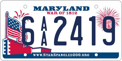 MD license plate 6AA2419