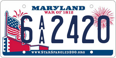 MD license plate 6AA2420