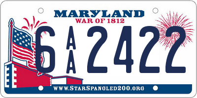 MD license plate 6AA2422