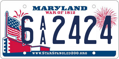 MD license plate 6AA2424