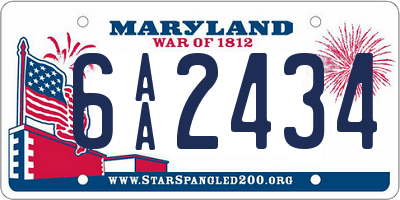 MD license plate 6AA2434