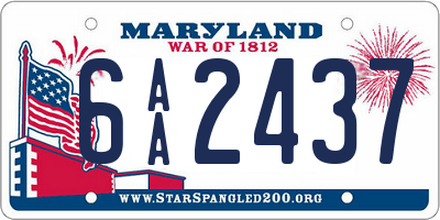 MD license plate 6AA2437