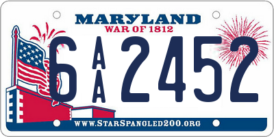 MD license plate 6AA2452