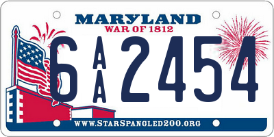 MD license plate 6AA2454