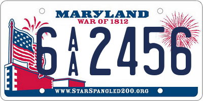 MD license plate 6AA2456