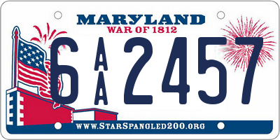 MD license plate 6AA2457