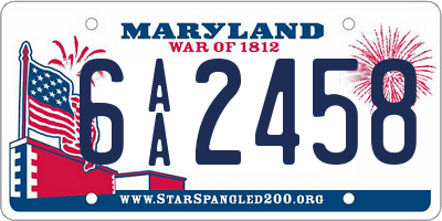 MD license plate 6AA2458