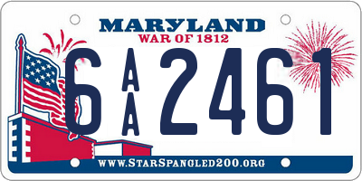 MD license plate 6AA2461