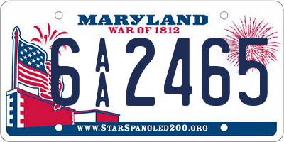 MD license plate 6AA2465