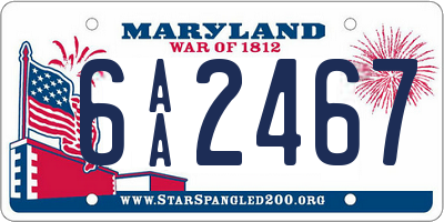 MD license plate 6AA2467