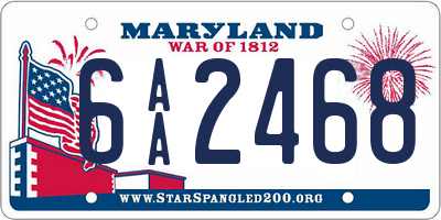 MD license plate 6AA2468