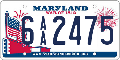 MD license plate 6AA2475