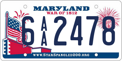 MD license plate 6AA2478