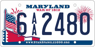 MD license plate 6AA2480