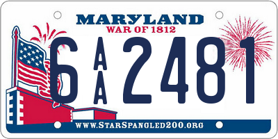 MD license plate 6AA2481