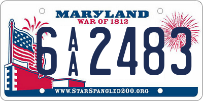 MD license plate 6AA2483