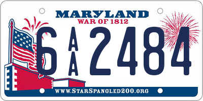 MD license plate 6AA2484