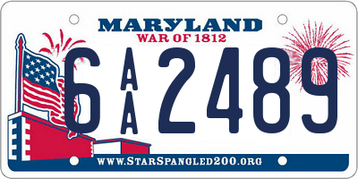 MD license plate 6AA2489