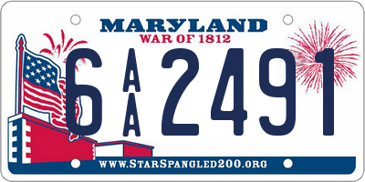 MD license plate 6AA2491