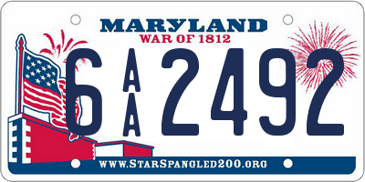 MD license plate 6AA2492