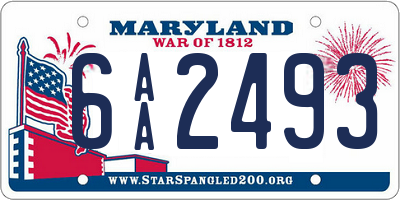 MD license plate 6AA2493