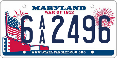 MD license plate 6AA2496