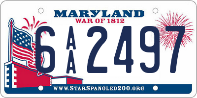 MD license plate 6AA2497