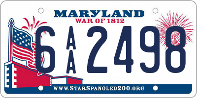 MD license plate 6AA2498