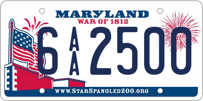 MD license plate 6AA2500