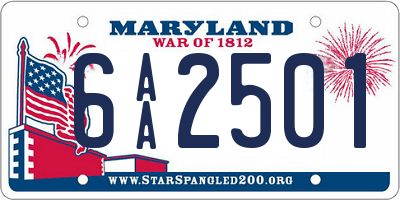 MD license plate 6AA2501