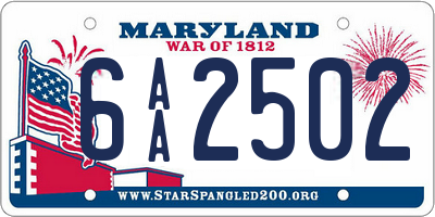 MD license plate 6AA2502